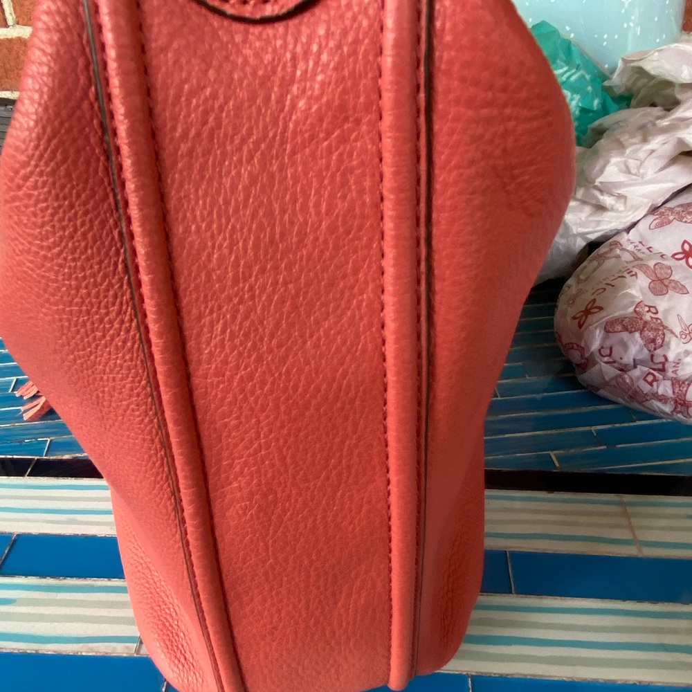 Coach Salmon Leather Shoulder Bag with Seam Detail - Picture 8 of 9